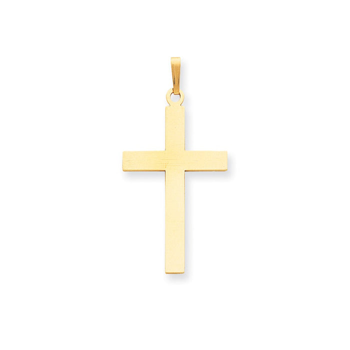 Million Charms 14K Yellow Gold Themed Satin Relgious Cross Pendant