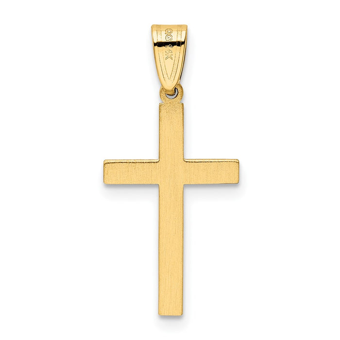 Million Charms 14K Yellow Gold Themed Solid Relgious Cross Pendant