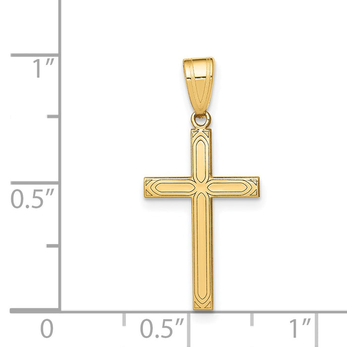 Million Charms 14K Yellow Gold Themed Solid Relgious Cross Pendant
