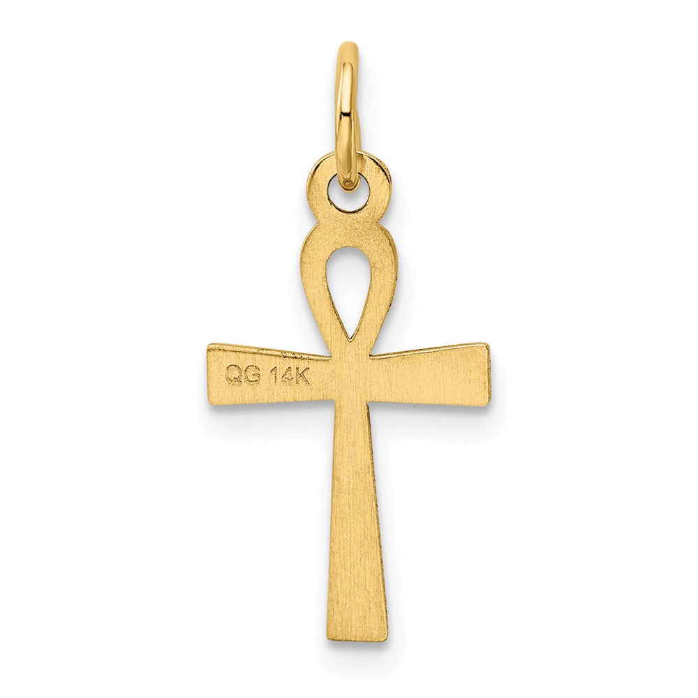 Million Charms 14K Yellow Gold Themed Laser Designed Ankh Relgious Cross Charm