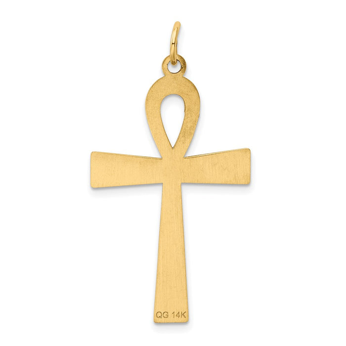 Million Charms 14K Yellow Gold Themed Laser Designed Ankh Relgious Cross Pendant