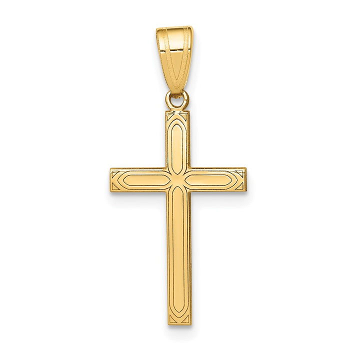 Million Charms 14K Yellow Gold Themed Solid Relgious Cross Pendant