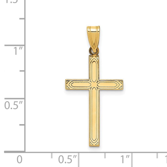 Million Charms 14K Yellow Gold Themed Solid Relgious Cross Pendant