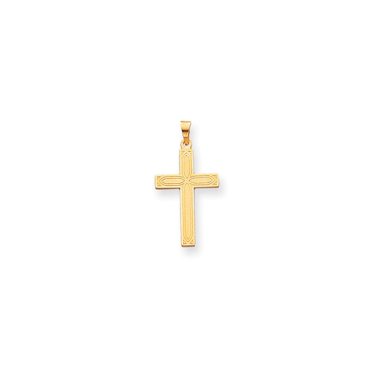 Million Charms 14K Yellow Gold Themed Solid Relgious Cross Pendant