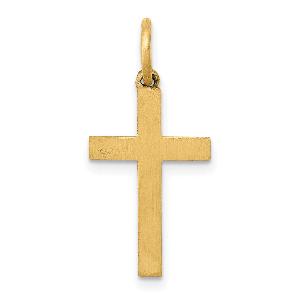 Million Charms 14K Yellow Gold Themed Laser Designed Relgious Cross Charm