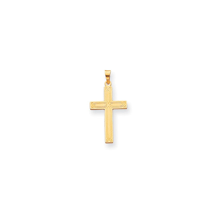 Million Charms 14K Yellow Gold Themed Solid Relgious Cross Pendant