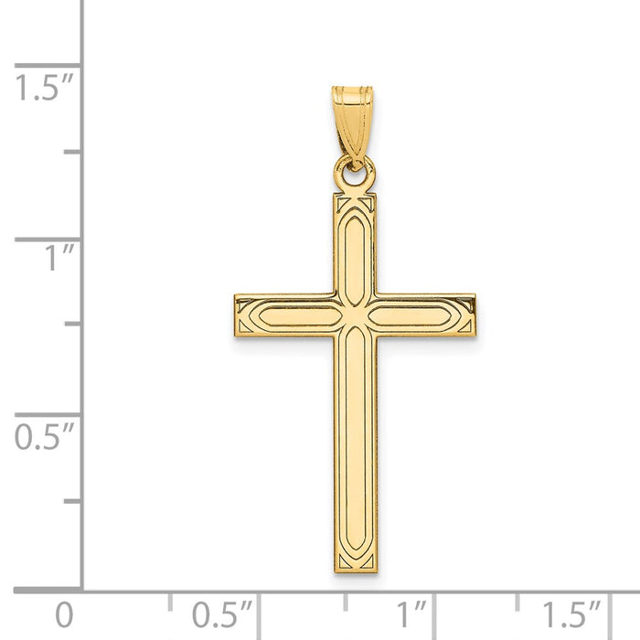 Million Charms 14K Yellow Gold Themed Solid Relgious Cross Pendant