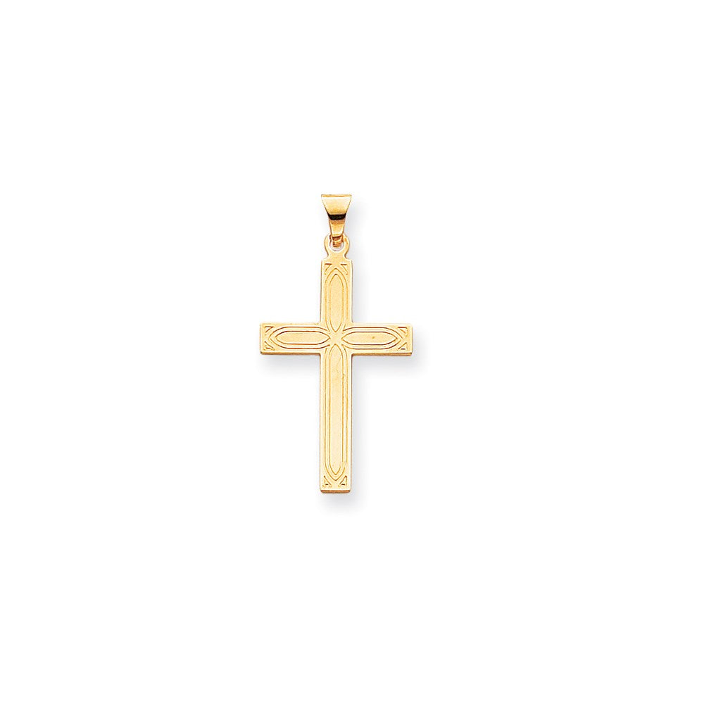 Million Charms 14K Yellow Gold Themed Solid Relgious Cross Pendant
