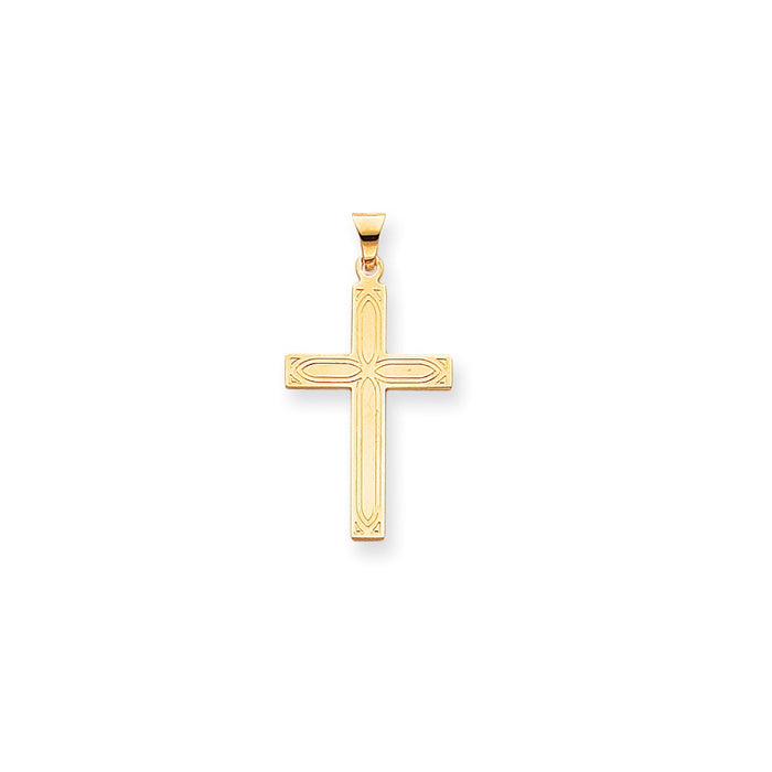 Million Charms 14K Yellow Gold Themed Solid Relgious Cross Pendant