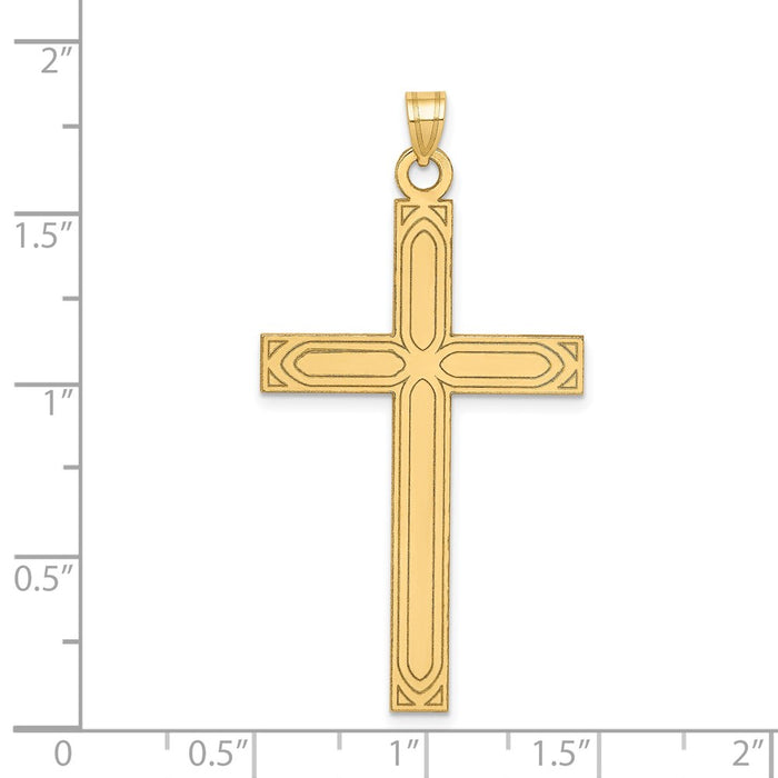 Million Charms 14K Yellow Gold Themed Solid Relgious Cross Pendant