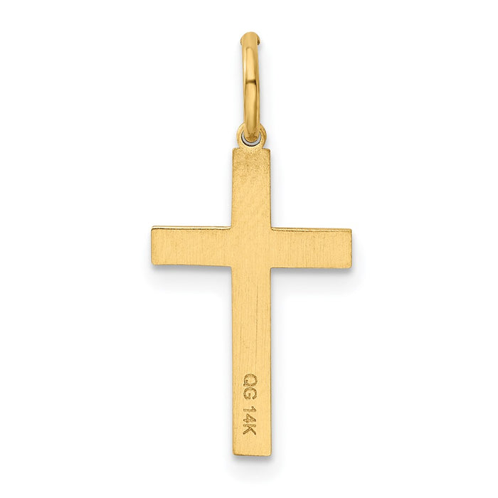 Million Charms 14K Yellow Gold Themed Laser Designed Relgious Cross Charm