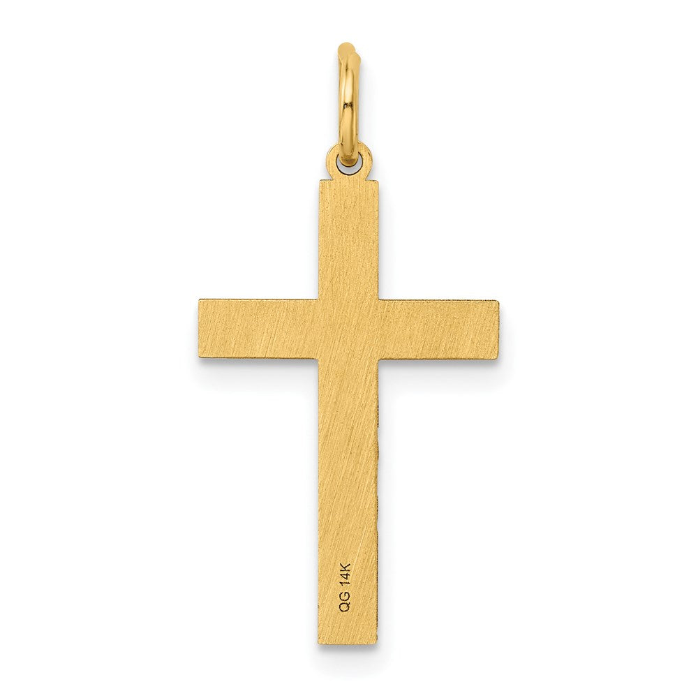 Million Charms 14K Yellow Gold Themed Laser Designed Relgious Cross Pendant