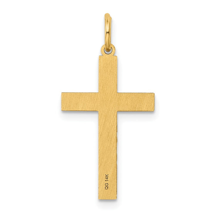 Million Charms 14K Yellow Gold Themed Laser Designed Relgious Cross Pendant