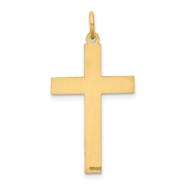 Million Charms 14K Yellow Gold Themed Laser Designed Relgious Cross Pendant