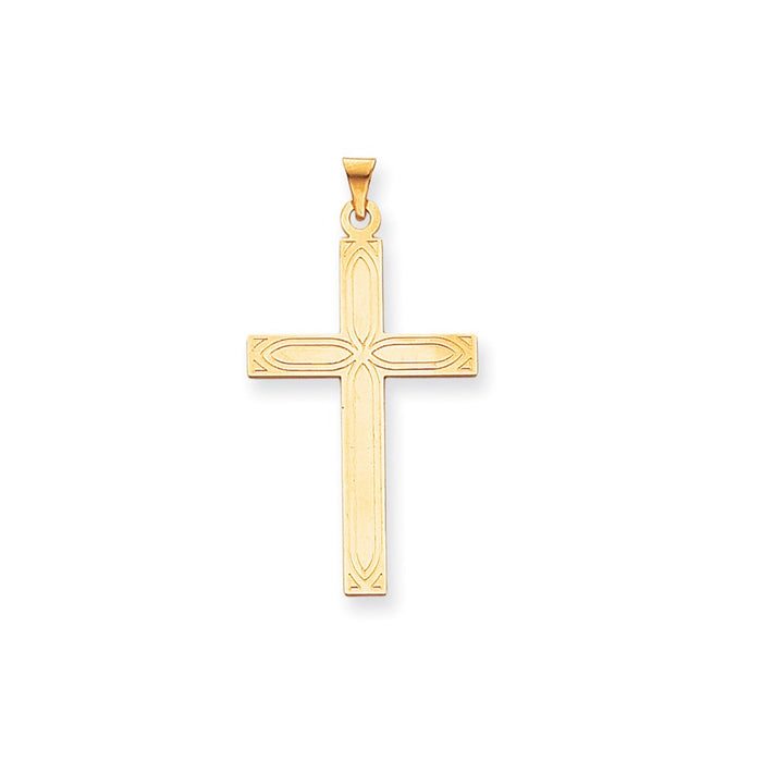 Million Charms 14K Yellow Gold Themed Solid Relgious Cross Pendant