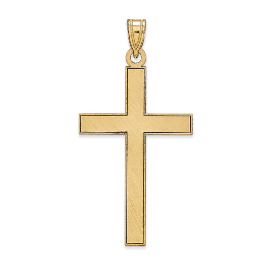 Million Charms 14K Yellow Gold Themed Florentine Relgious Cross Pendant