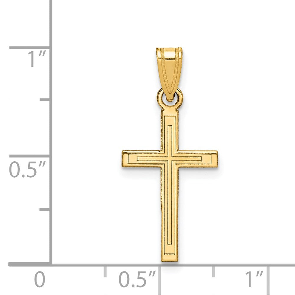 Million Charms 14K Yellow Gold Themed Solid Relgious Cross Pendant