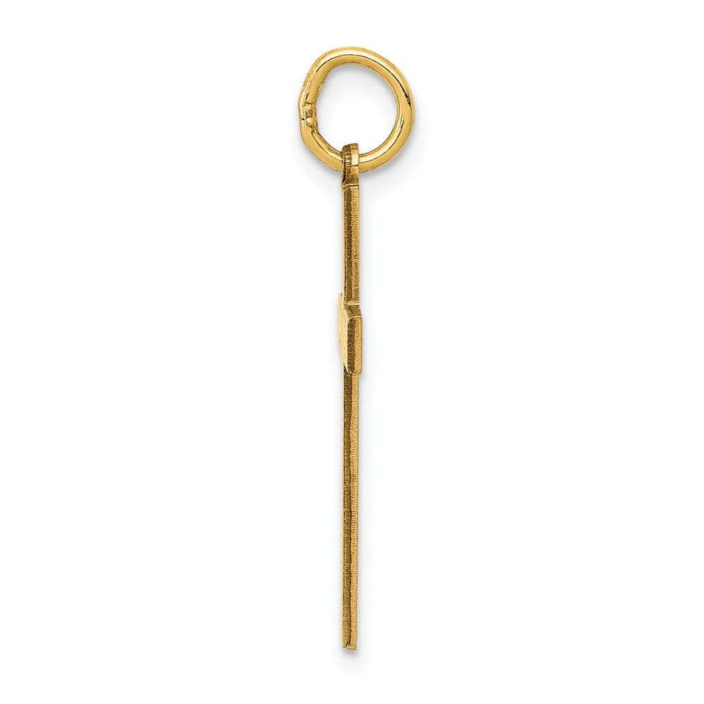 Million Charms 14K Yellow Gold Themed Laser Designed Relgious Cross Charm