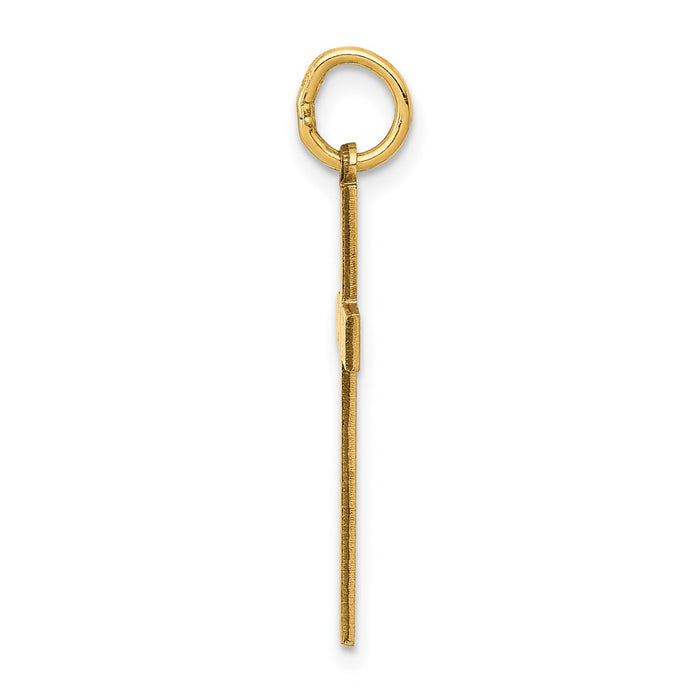 Million Charms 14K Yellow Gold Themed Laser Designed Relgious Cross Charm