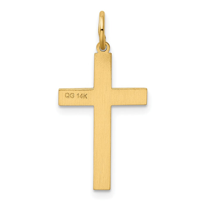 Million Charms 14K Yellow Gold Themed Laser Designed Relgious Cross Charm