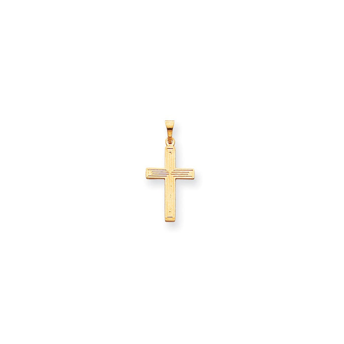 Million Charms 14K Yellow Gold Themed Solid Relgious Cross Pendant