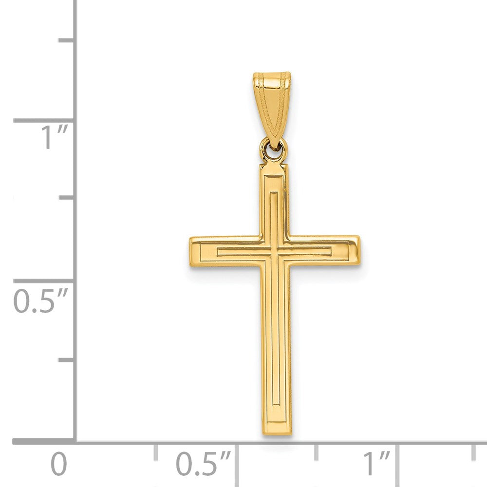 Million Charms 14K Yellow Gold Themed Solid Relgious Cross Pendant