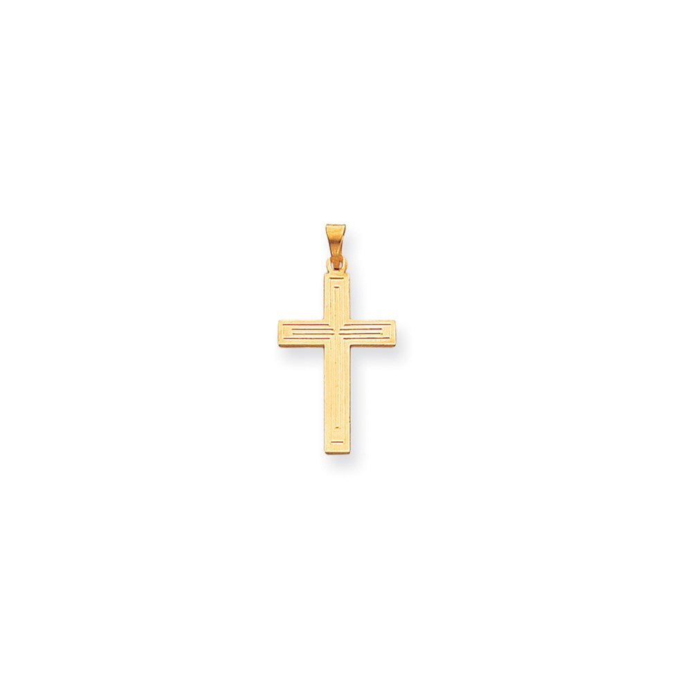 Million Charms 14K Yellow Gold Themed Solid Relgious Cross Pendant