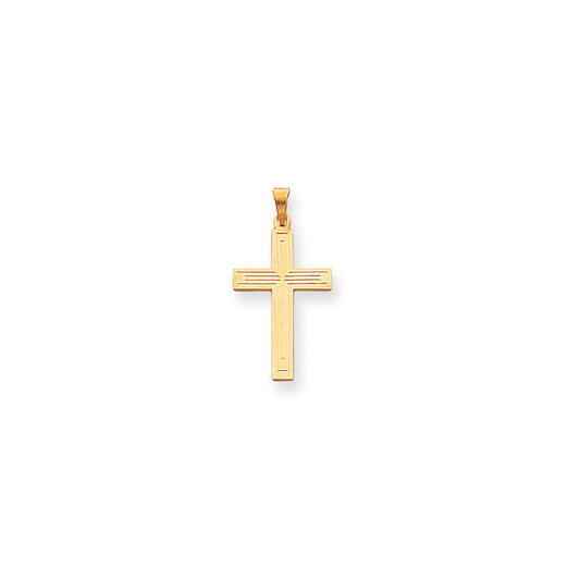 Million Charms 14K Yellow Gold Themed Solid Relgious Cross Pendant
