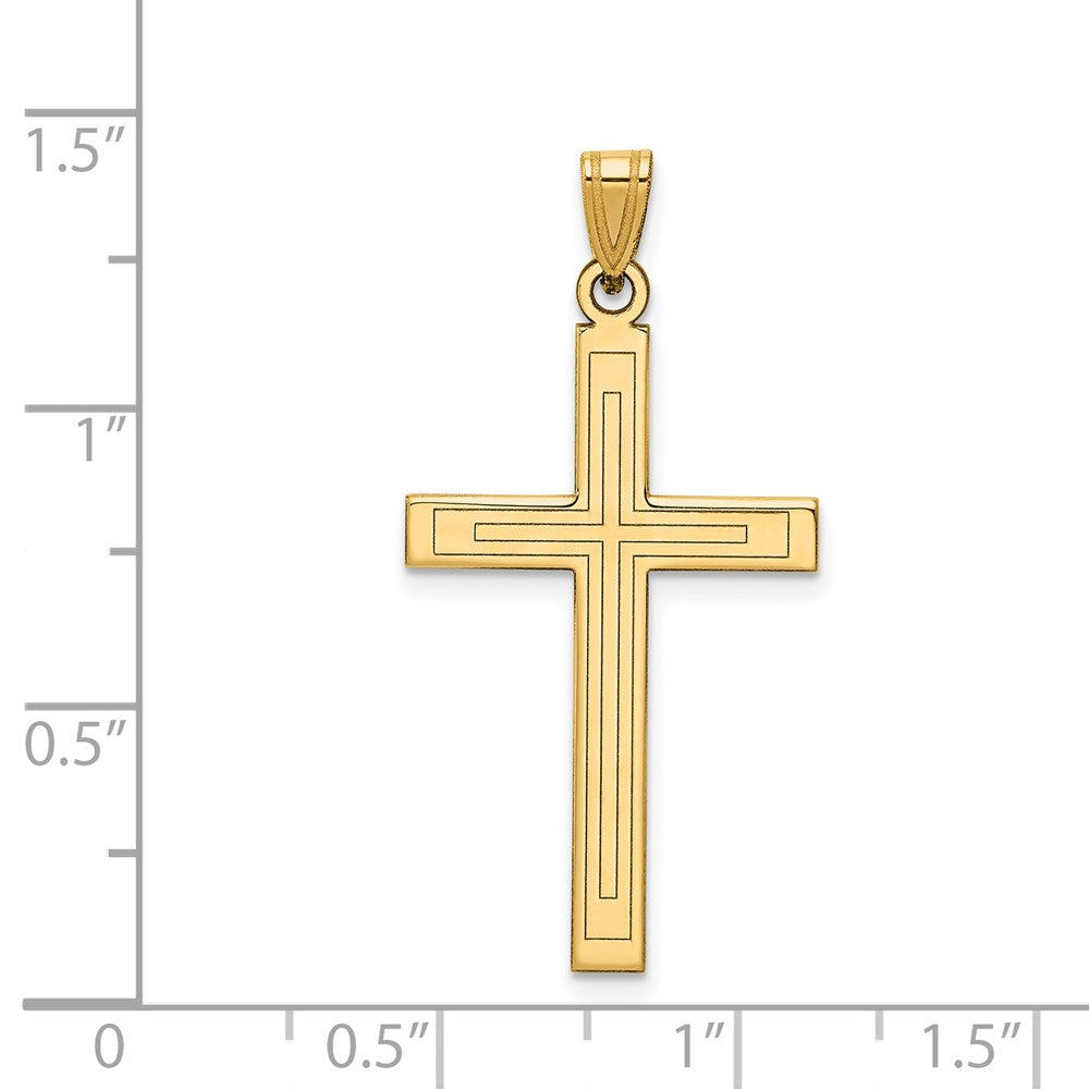 Million Charms 14K Yellow Gold Themed Solid Relgious Cross Pendant