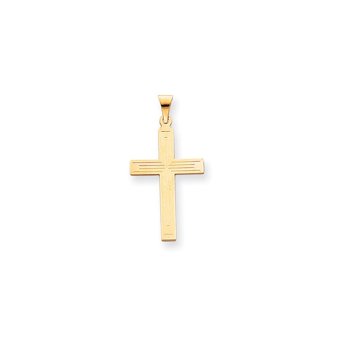 Million Charms 14K Yellow Gold Themed Solid Relgious Cross Pendant