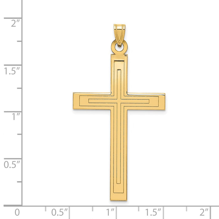 Million Charms 14K Yellow Gold Themed Solid Relgious Cross Pendant