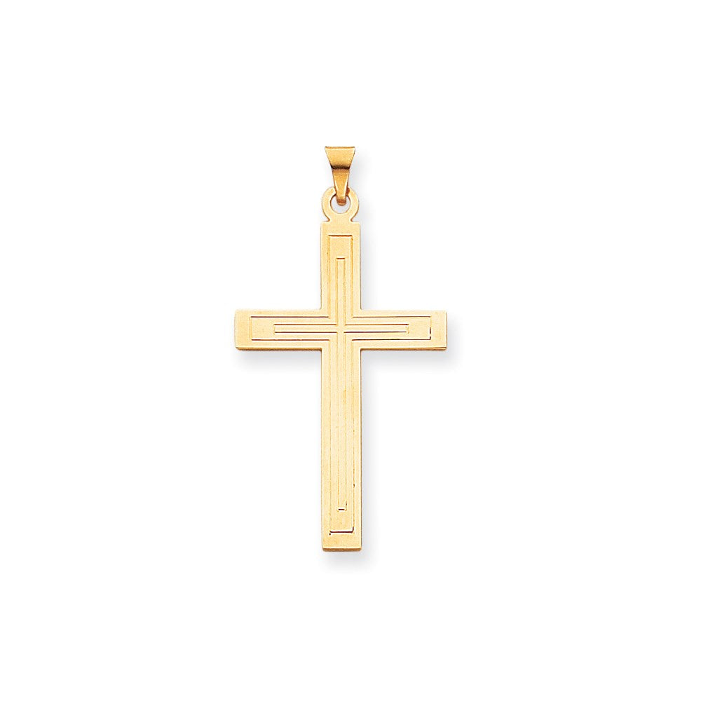 Million Charms 14K Yellow Gold Themed Solid Relgious Cross Pendant