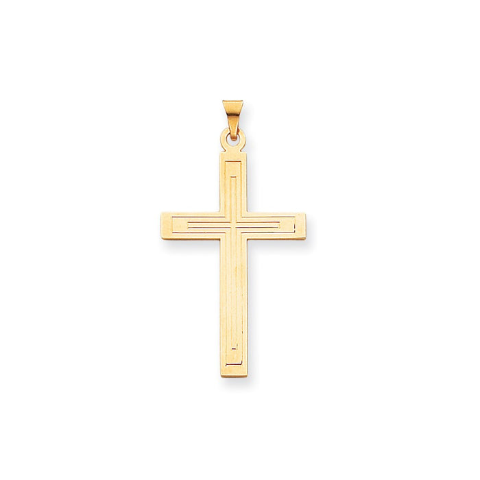 Million Charms 14K Yellow Gold Themed Solid Relgious Cross Pendant