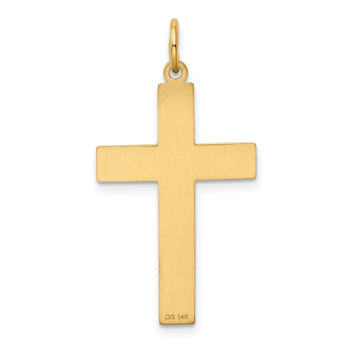 Million Charms 14K Yellow Gold Themed Laser Designed Relgious Cross Pendant