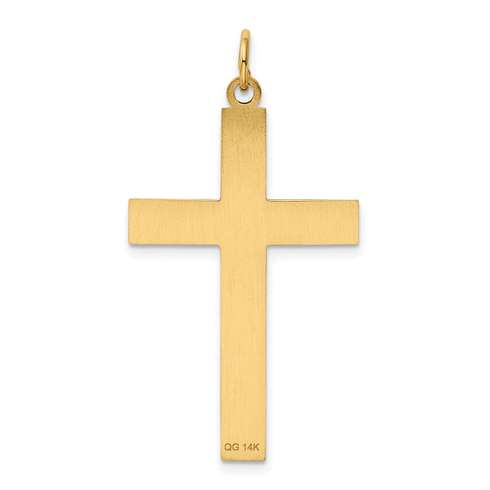 Million Charms 14K Yellow Gold Themed Laser Designed Relgious Cross Pendant