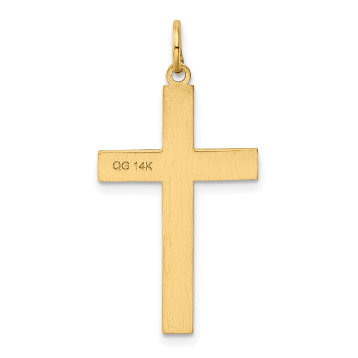 Million Charms 14K Yellow Gold Themed Laser Designed Relgious Cross Pendant