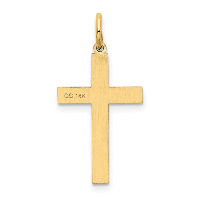 Million Charms 14K Yellow Gold Themed Laser Designed Relgious Cross Charm