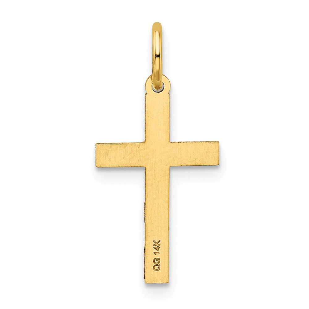 Million Charms 14K Yellow Gold Themed Laser Designed Relgious Cross Charm
