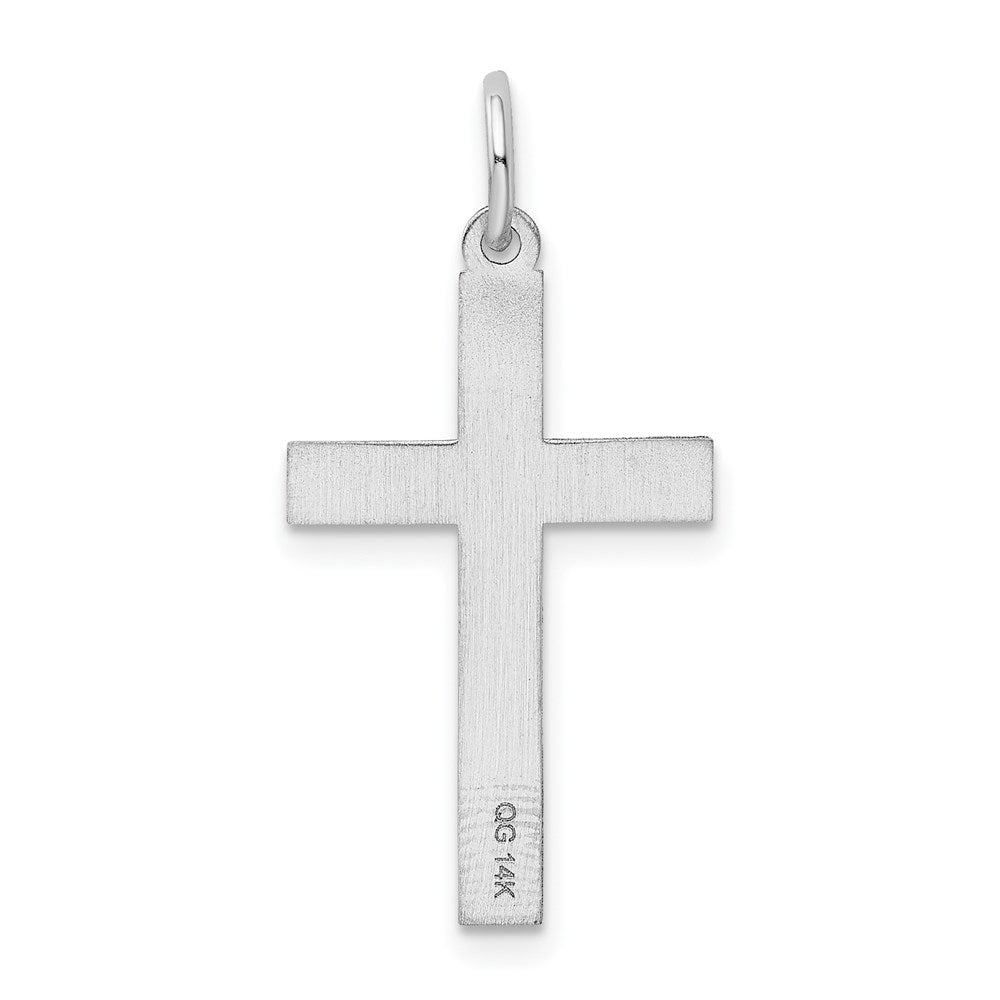 Million Charms 14K White Gold Themed Laser Designed Relgious Cross Charm