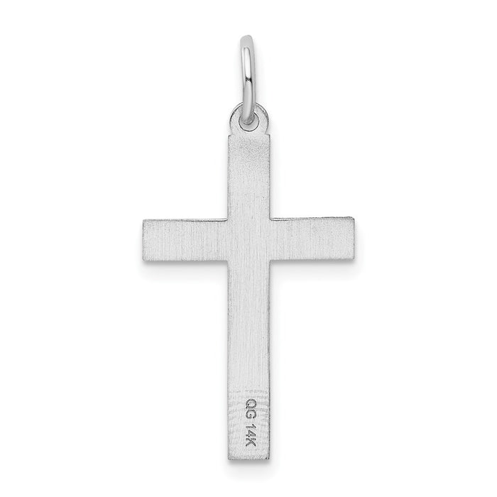 Million Charms 14K White Gold Themed Laser Designed Relgious Cross Charm
