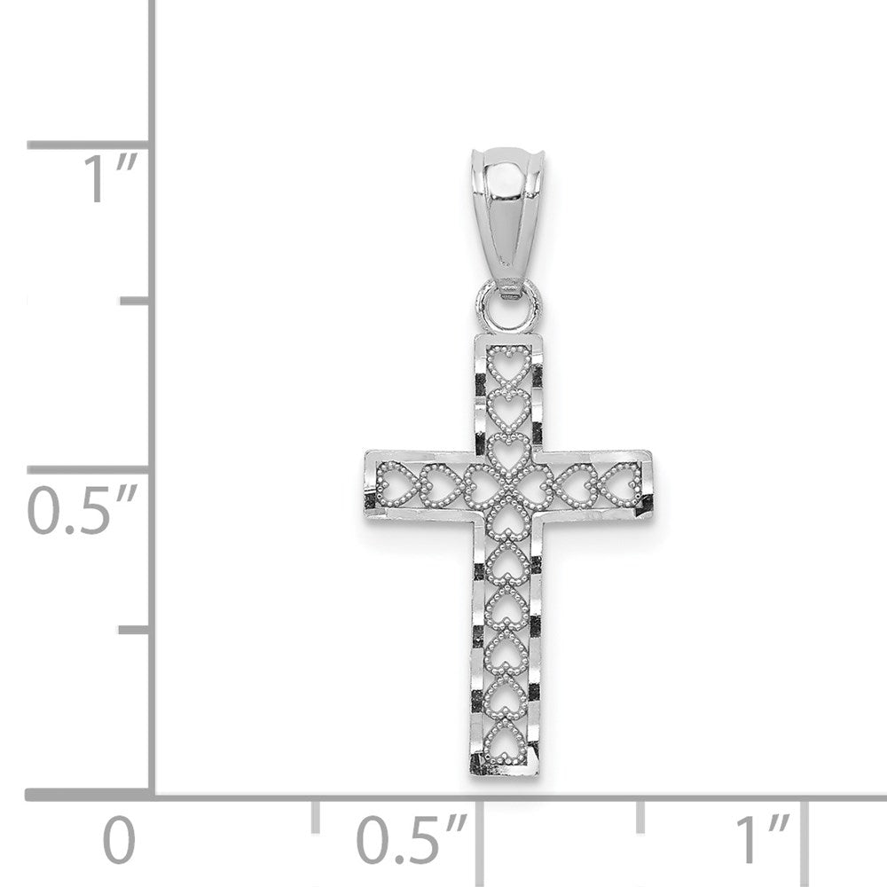 Million Charms 14K White Gold Themed Relgious Cross Pendant