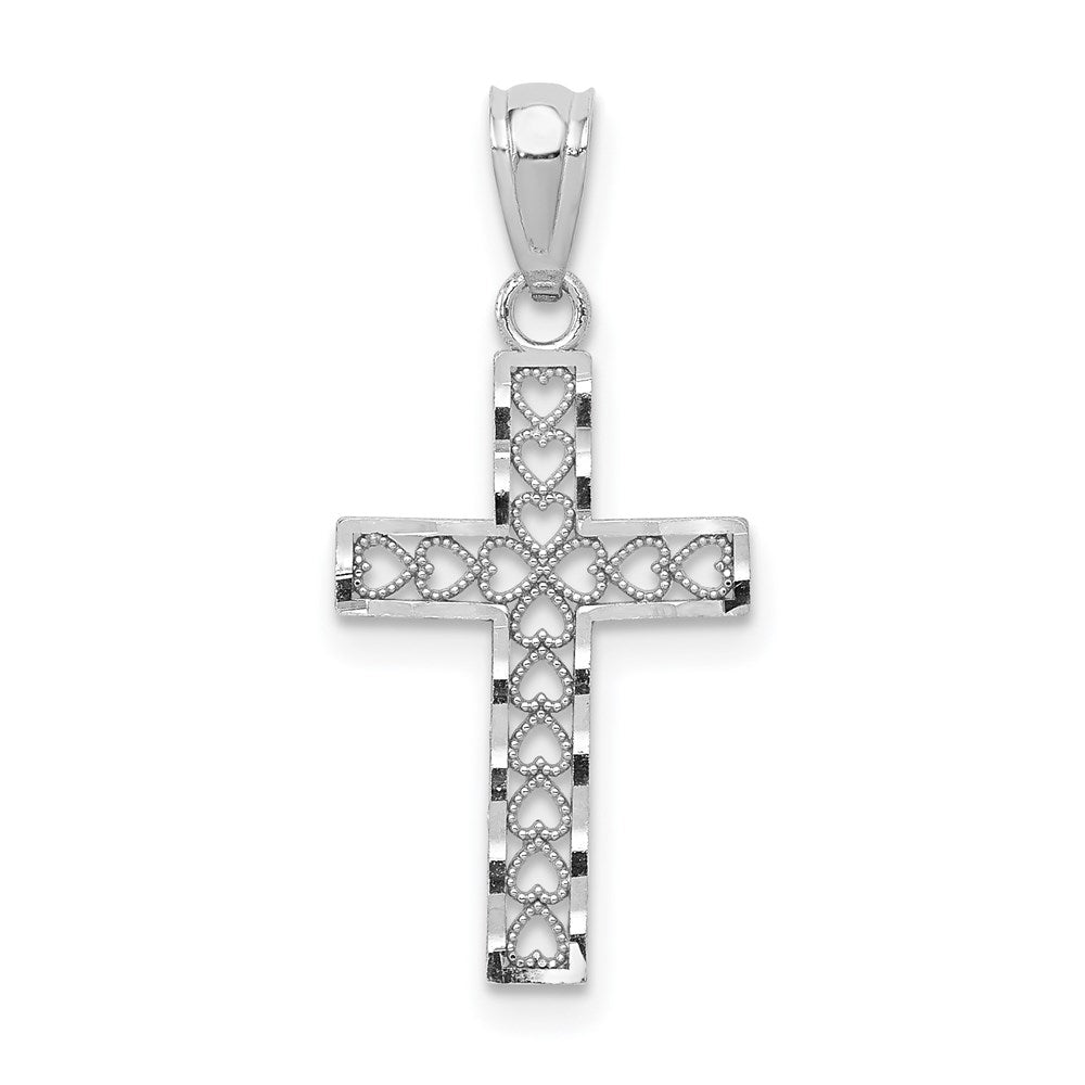 Million Charms 14K White Gold Themed Relgious Cross Pendant
