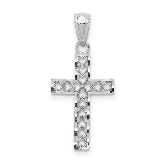 Million Charms 14K White Gold Themed Relgious Cross Pendant