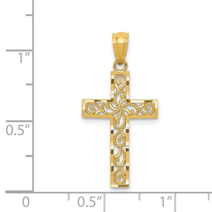 Million Charms 14K Yellow Gold Themed Relgious Cross Pendant