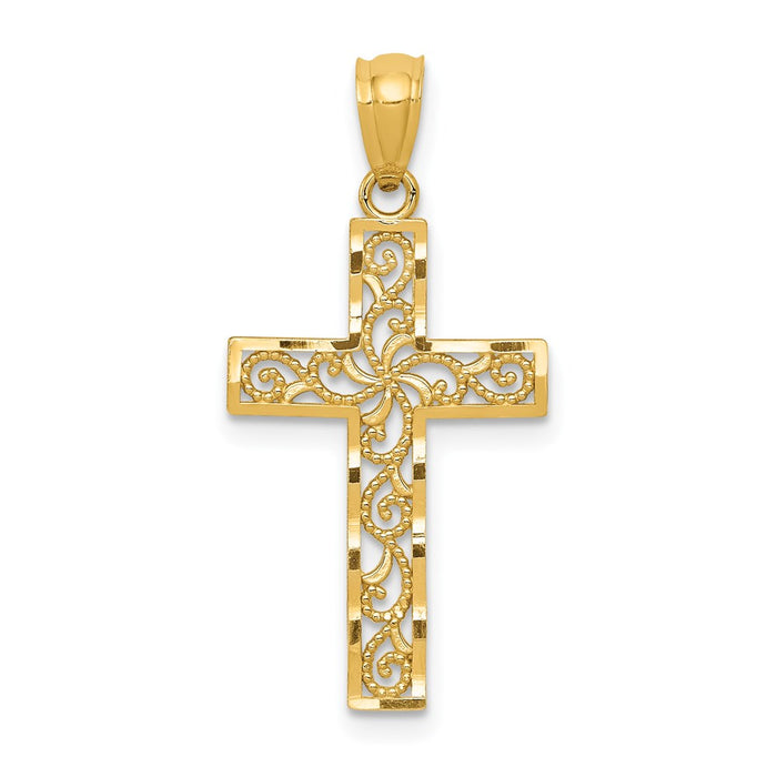 Million Charms 14K Yellow Gold Themed Relgious Cross Pendant