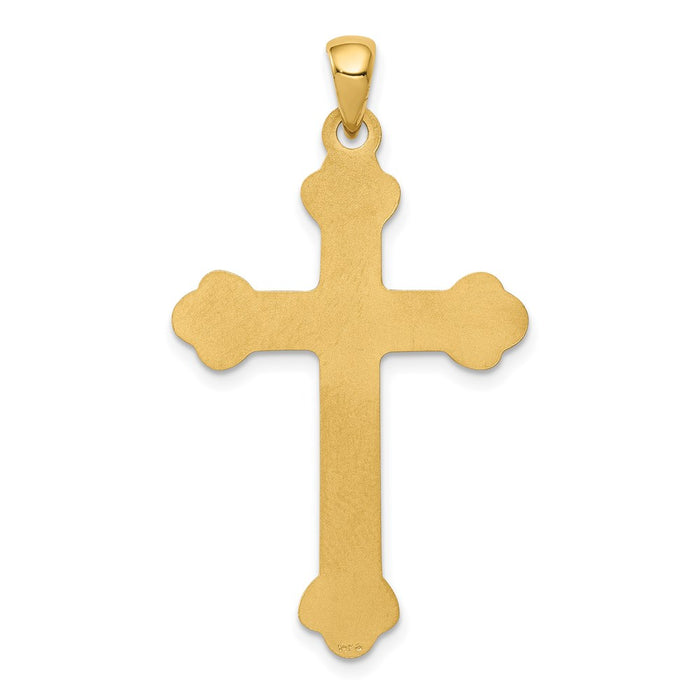 Million Charms 14K Yellow Gold Themed Budded Relgious Cross Pendant