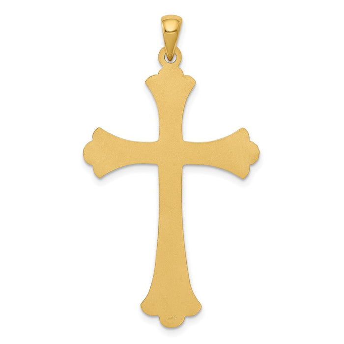 Million Charms 14K Yellow Gold Themed Fleur De Lis Relgious Cross Pendant