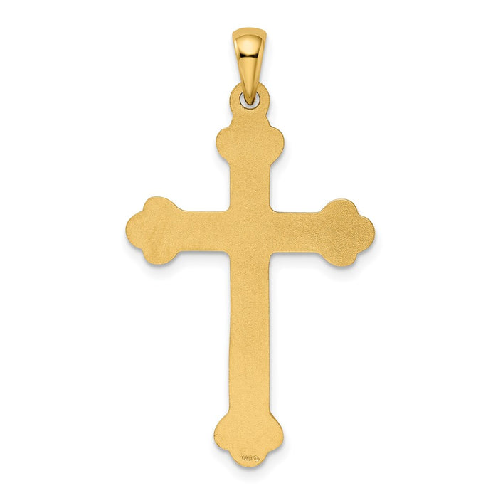 Million Charms 14K Yellow Gold Themed Budded Relgious Cross Pendant