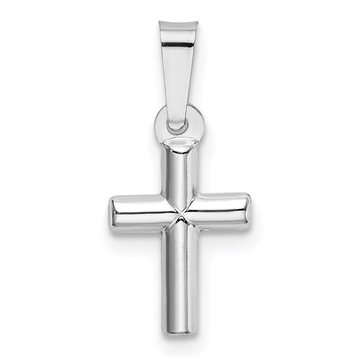 Million Charms 14K White Gold Themed Polished Relgious Cross Pendant