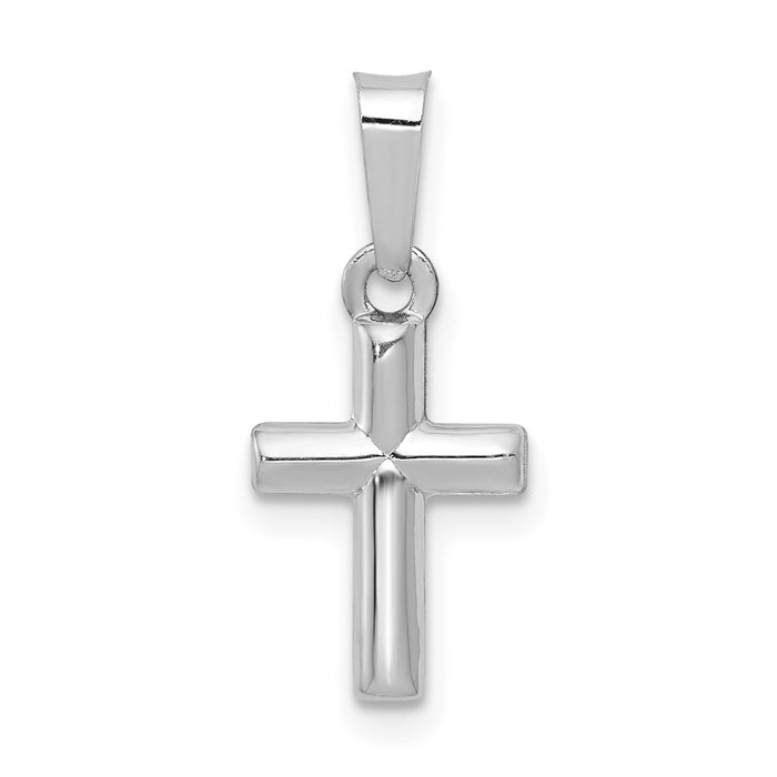 Million Charms 14K White Gold Themed Polished Relgious Cross Pendant